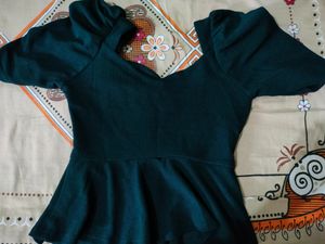 Teel Green Peplum Top