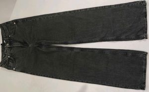 H&amp;M Washed Black Wide-Leg Jeans