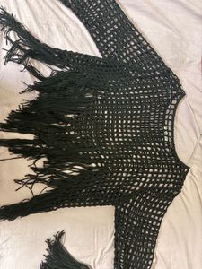 Mesh Fringe Cover-Up Top