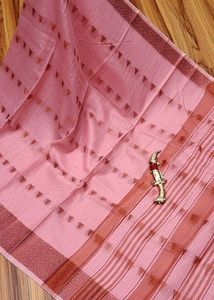 Pink Cotton Saree with Triangle Print