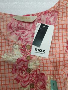 Max Peach Floral Print Kurta L size