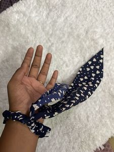 Navy Heart Scrunchie with Scarf