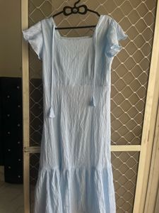 Light Blue Square Neck Dress