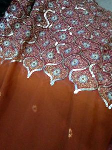 double shade saree with brown and dark purple mixt