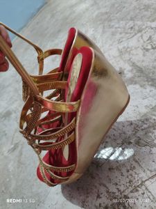 Red &amp; Gold Embellished Heels