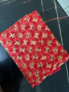 Elegant Red Embroidered Saree