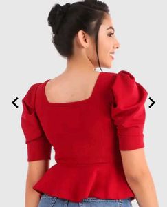 Stylish Red Peplum Top