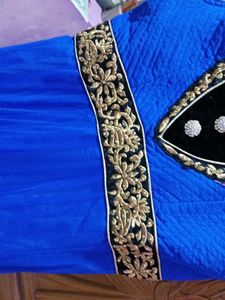 Elegant Blue &amp; Gold Anarkali Dress