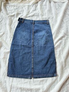 Blue Denim Midi Skirt