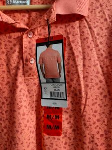 Orange Printed Polo Shirt