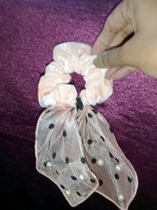 Cute Velvet Scrunchie With Pearls