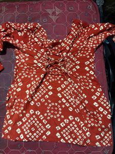 Red Bandhani Print kurti