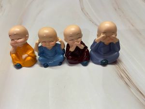 Set of 4 "See, Hear, Speak No Evil" Monk Figuri
