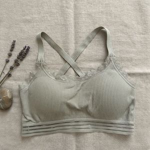 Ribbed Lace Trim Bralette