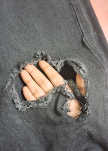 Zudio Black Ripped Flared Jeans | High Waist