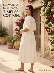 Elegant Cotton Midi Dress
