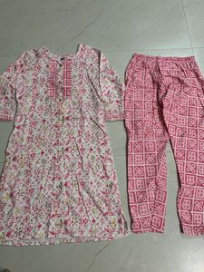 Pretty Pink & White Kurta Set