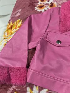 Pink Faux Leather Jacket
