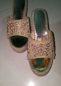 Embellished Platform Wedge Sandals