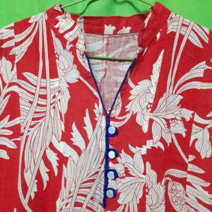 Women's Floral Red Kurti Kurta Dress Year End Sale