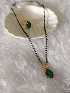 Emerald Ring &amp; Mangalsutra Set