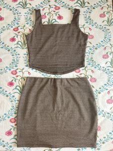 Houndstooth Crop Top &amp; Skirt Set