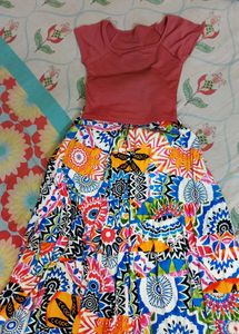 Vibrant Top and Skirt Combo