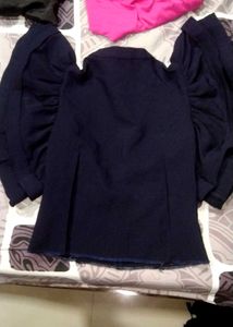 Navy Blue Butterfly sleeve top