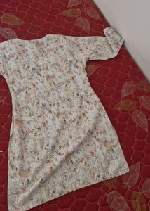 Beige Floral Print Kurta