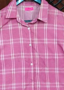 Pink Plaid Button-Up Shirt