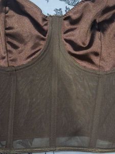Brown Mesh Corset Top with Chain Straps