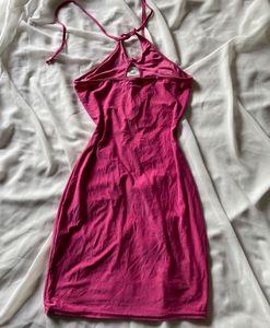 Hot Pink Halter Neck Mini Dress