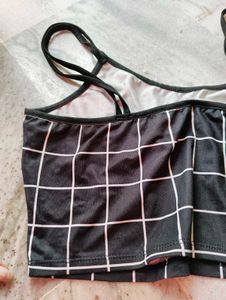 Black &amp; White Grid Cami Top