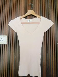Soft Ribbed V-Neck T-Shirt
