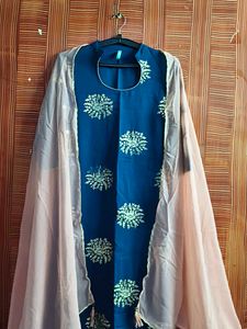 Elegant Blue Embroidered Kurta with dupatta &amp; pa