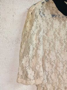 ZARA Sheer Lace Top Peter Pan Collar