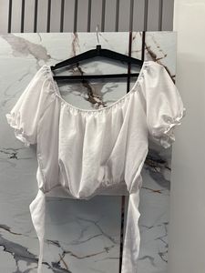 White Puff Off-Shoulder Crop Top, Bust- 36/38