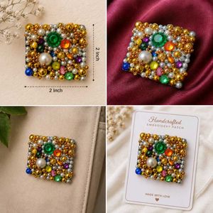 Handcrafted Beaded Embroidery Patch 2×2 Inch |