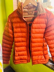 Orange puffer packable jacket
