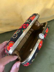 Floral Embroidered Clutch