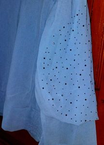 Elegant Light Blue Top with Embellished Sleeve