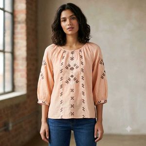 Embroidered Peachy Pink Kurta