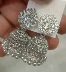 Silver Tone Earrings with jeans and short kurti