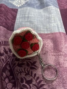 Crochet Strawberry Bouquet Keychain