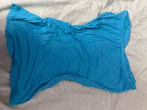 Chic Blue Strapless Ruched Top