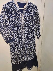 Printed Navy Blue Kurti