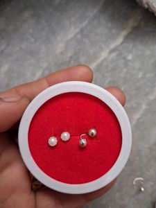 Pearl & Silver Nose Pins - Set of 3