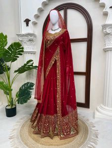 Stunning Red & Gold Embroidered Lehenga Choli