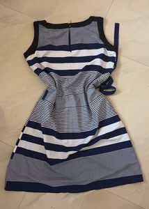 S-M Striped Sleeveless Fit &amp; Flare Dress