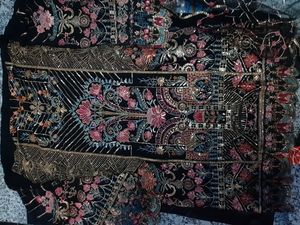 Beautiful Black Floral Semistich Dress Material